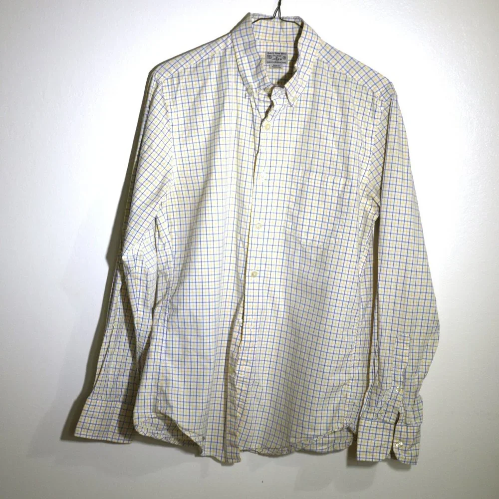 J. Crew yellow/blue plaid dress shirt.